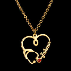Personal Birthstone Doctor Name Necklace