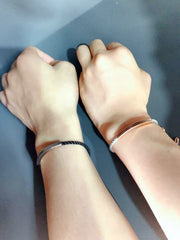 Custom Engraved Promise Bracelets Set for Couples - Sterling Silver with Waterproof Rope