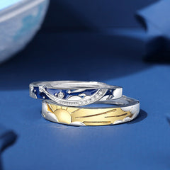Sun & Moon Promise Rings - Adjustable Celestial Couple Set