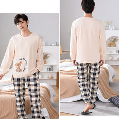 Matching Couple Pajamas â€?Soft Cotton with Bear Embroidery by Gullei