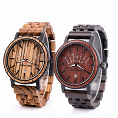 Matching Wood Couple Luminous Watch Set