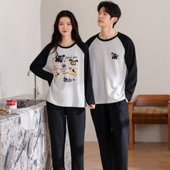 Playful Pet-Lover Couple Pajamas â€?Cotton Dog Print Lounge Set by Gullei