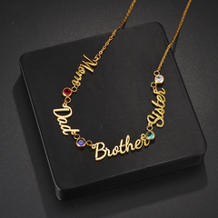 Family Names Birthstones Necklace