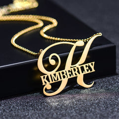 Custom Name Initial Artistic Necklace for Her