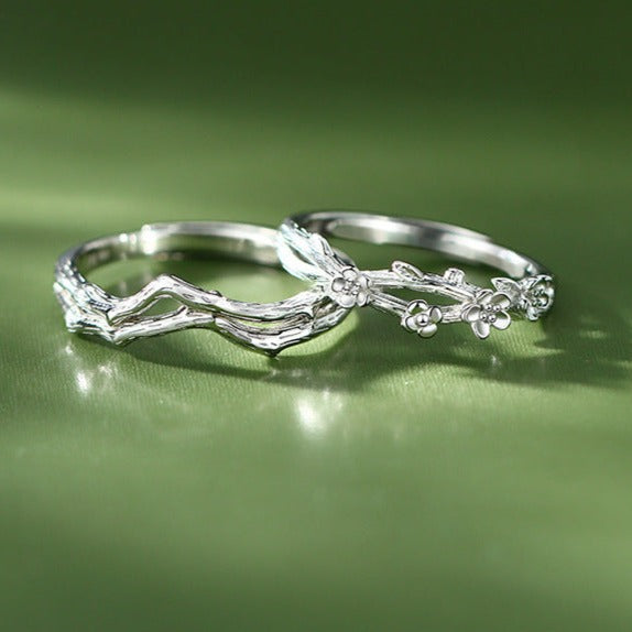 Cherry Blossom Engagement Rings - Sterling Silver Adjustable