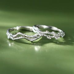 Cherry Blossom Engagement Rings - Sterling Silver Adjustable