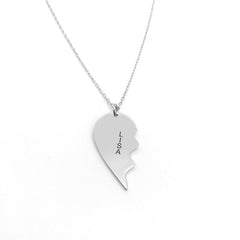 Custom Names Engraved Split Hearts Couples Jewelry