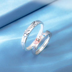 Custom Bear and Fish Promise Rings for Girlfriend Boyfriend