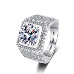 Engraved 2 Carats Moissanite Ring for Men