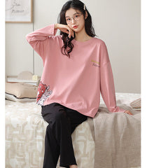 Playful Matching Couple Pajamas â€?Soft Cotton with Cute Embroidery by Gullei