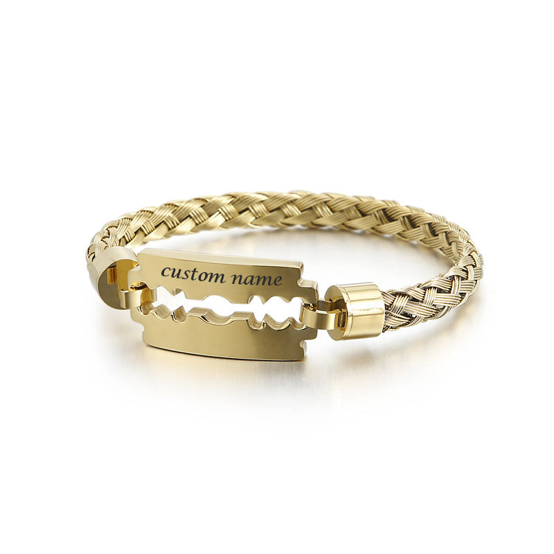 Custom Barber Gift Bracelet - Personalized Razor Blade for Men