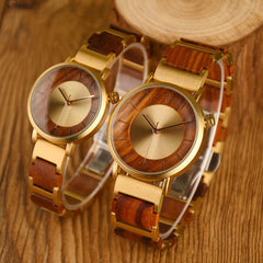 Matching Wooden Couples Watch Gift Set - Custom Engraved, Natural Wood & Stainless Steel