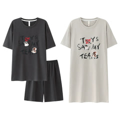 Statement Graphic Cotton Couple Sleepwear