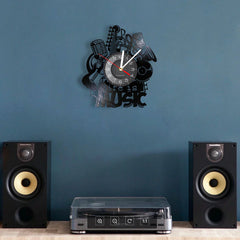 Music Theme Wall Décor Silent Lp Record Clock