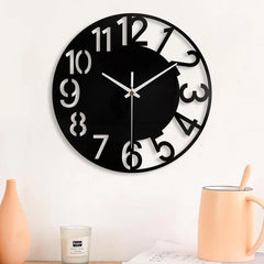 Big Numerals Silent Wall Clock â€?12" Modern MDF (Black)