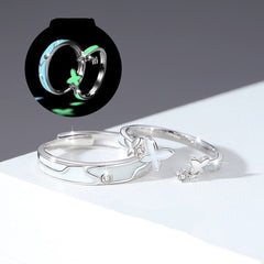Glow in Dark Wedding Rings Matching Set