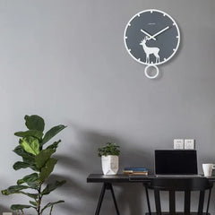 Deer Silhouette Pendulum Silent Wall Clock (13.8")