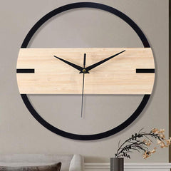 Minimalist Nordic Wall Clock â€?12" Acrylic with Wood-Band Accent