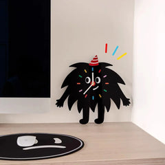 Silent Wall Clock for Kids â€?Cartoon Black Buddy, 24.5×30 cm