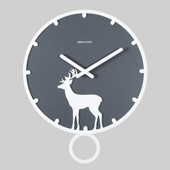 Deer Silhouette Pendulum Silent Wall Clock (13.8")