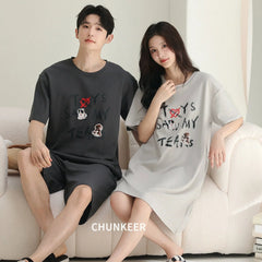 Statement Graphic Cotton Couple Sleepwear