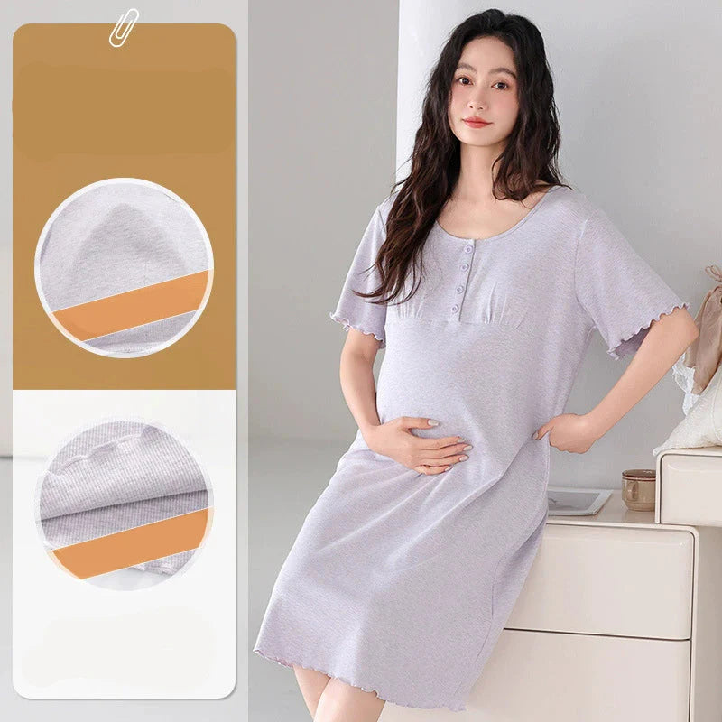 Padded Bra Long Shirt Maternity Sleepwear