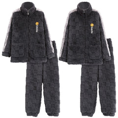 Thickened Flannel Zip-up Matching Pajamas Set for Couples