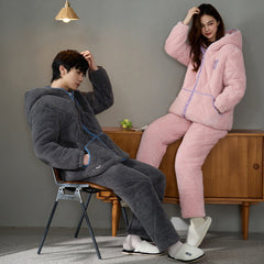 Matching Couple Pajamas Set â€?Cozy Coral Fleece for Winter by Gullei