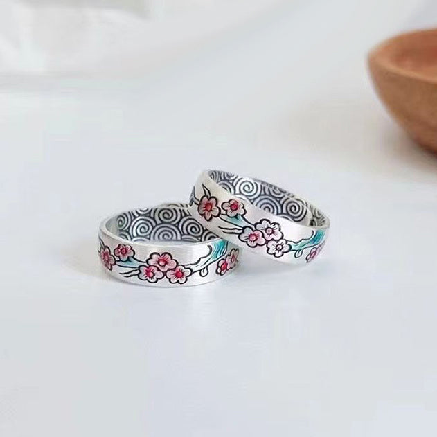 Blossom Japanese Theme Couple Rings Set