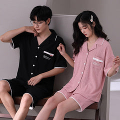 Korean Couple Summer PJs | Short Sleeve | 100% Organic Cotton