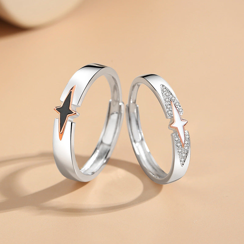 Custom Engravable Matching Stars Couple Rings (Adjustable)