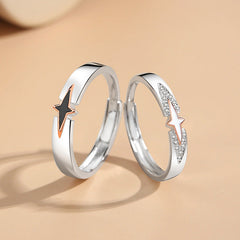 Custom Engravable Matching Stars Couple Rings (Adjustable)