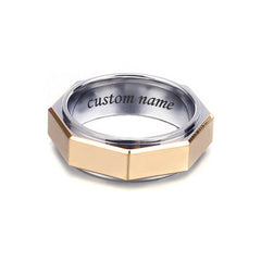 Engraved Gift for Mechanic Nut Shaped Men Ring