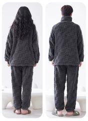 Thickened Flannel Zip-up Matching Pajamas Set for Couples