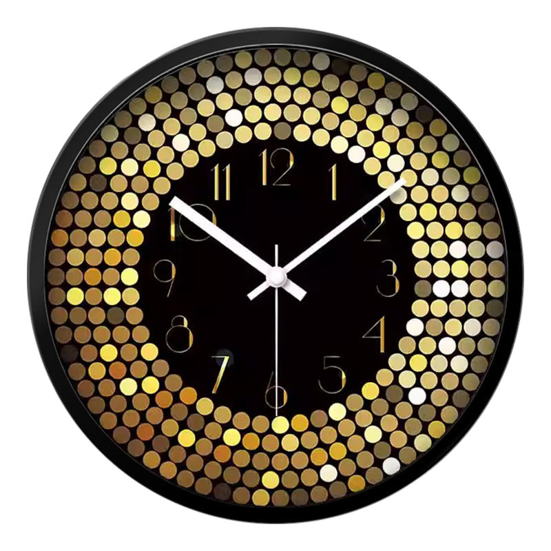 Silent Wall Clock â€?Glass Front Gold Dots, 30 cm