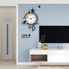 Silent Wall Clock â€?Birds Décor, 30×45 cm Modern