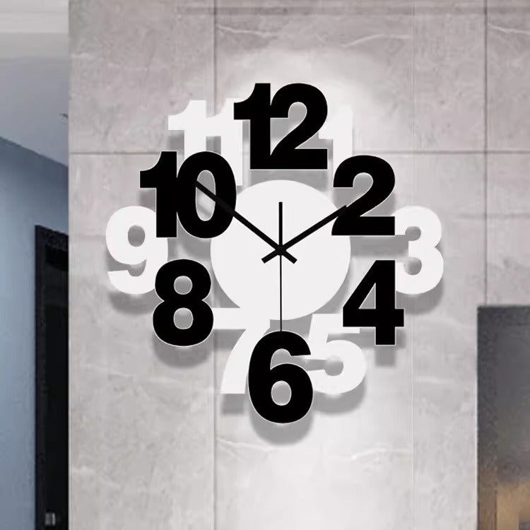 Creative Numbers Silent Wall Clock â€?12" Layered Acrylic