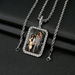 Personal Photo Print Name Engraved Necklace