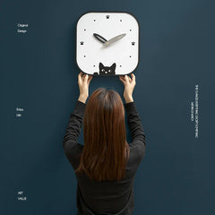 Silent Wall Clock - Modern Cat Design, Eco-Friendly Materials