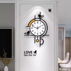 Silent Wall Clock â€?Birds Décor, 30×45 cm Modern