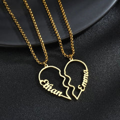 Personalized Half Heart Name Necklaces - BFF & Mother-Daughter Gift