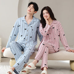 Matching Couple Pajamas Set â€?Cat Print, Soft & Breathable