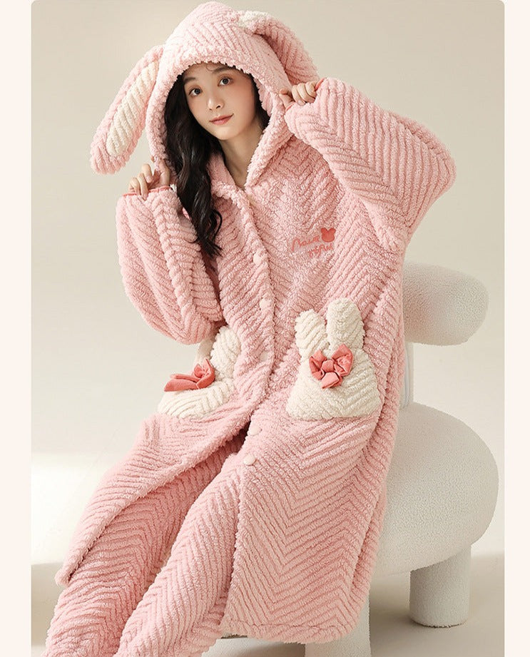 Winter Thick Nightwear Flannel Dress for Girls
