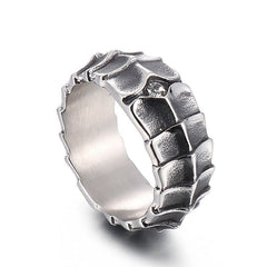 Custom Dragon Skin Style Mens Ring 10mm