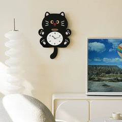 Cat-Themed Silent Wall Clock â€?Eco-Friendly, Artistic Design