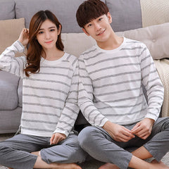 Sweetly Striped: Cute Matching Couple Pajamas