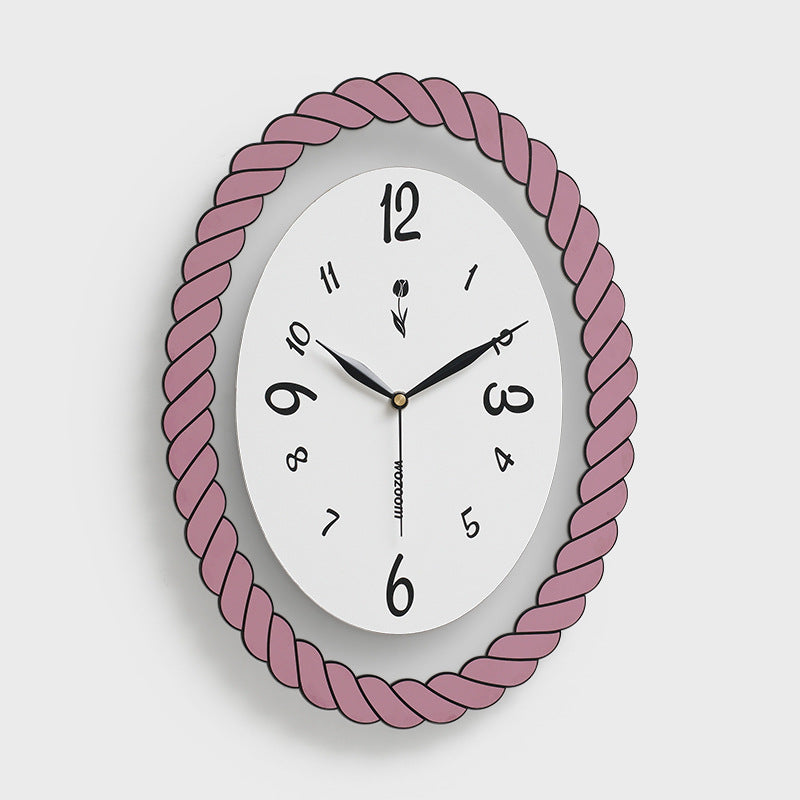 Oval Silent Wall Clock â€?Rope Frame (Non-Ticking)