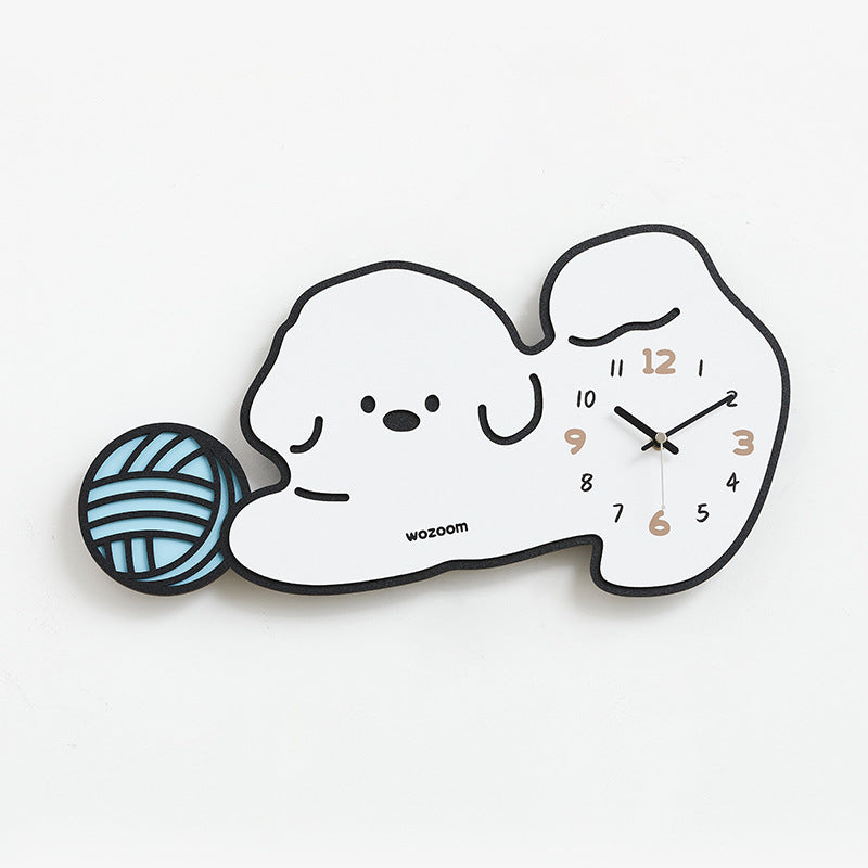 Cute Puppy Kids Bedroom Silent Wall Clock â€?Playful Puppy Design