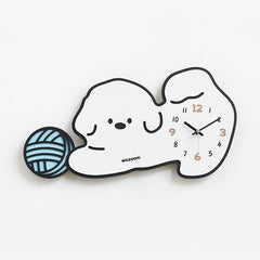 Cute Puppy Kids Bedroom Silent Wall Clock â€?Playful Puppy Design