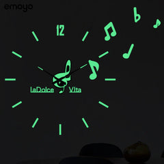 Music Notes 3D Sticker DIY Silent Wall Clock â€?Create Your Own Design